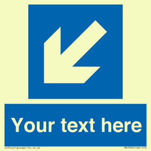 Custom Mandatory directional sign, blue arrow down and left